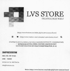 Impressum LVS Store